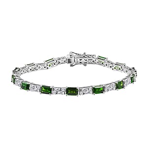 D'Joy Chrome Diopside and Moissanite 9.25 ctw Bracelet in Rhodium Over Sterling Silver (7.25 In)