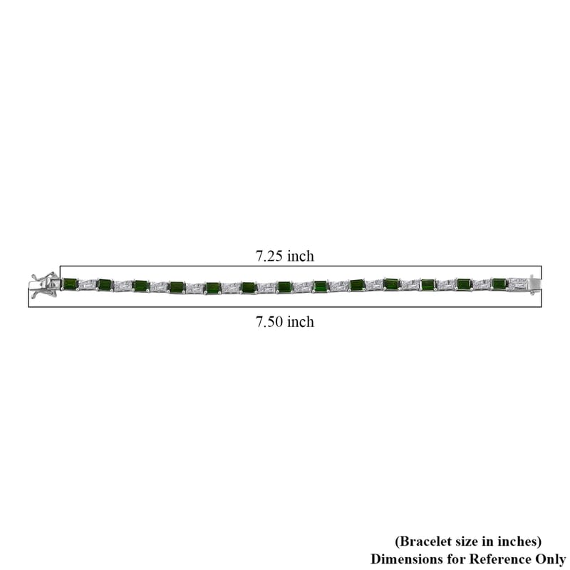 D'Joy Chrome Diopside and Moissanite 9.25 ctw Linear Luxe Bracelet in Rhodium Over Sterling Silver (7.25 In)