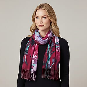 La Marey Rose Pink Floral Printed Scarf
