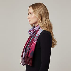 La Marey Rose Pink Floral Printed Scarf
