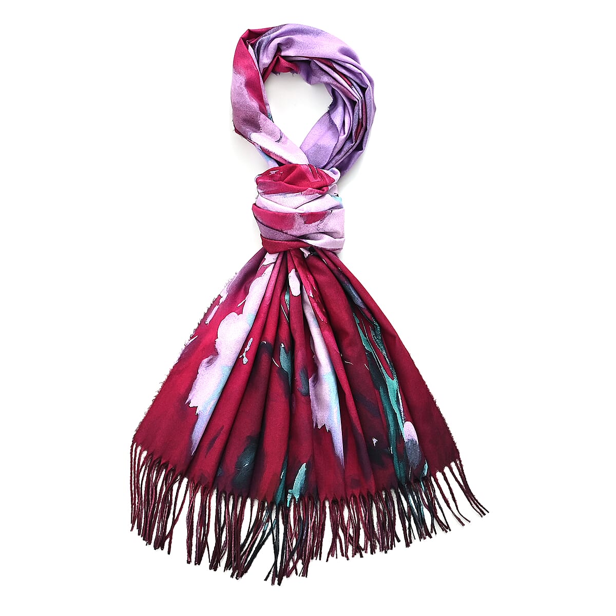 La Marey Rose Pink Floral Printed Scarf image number 2