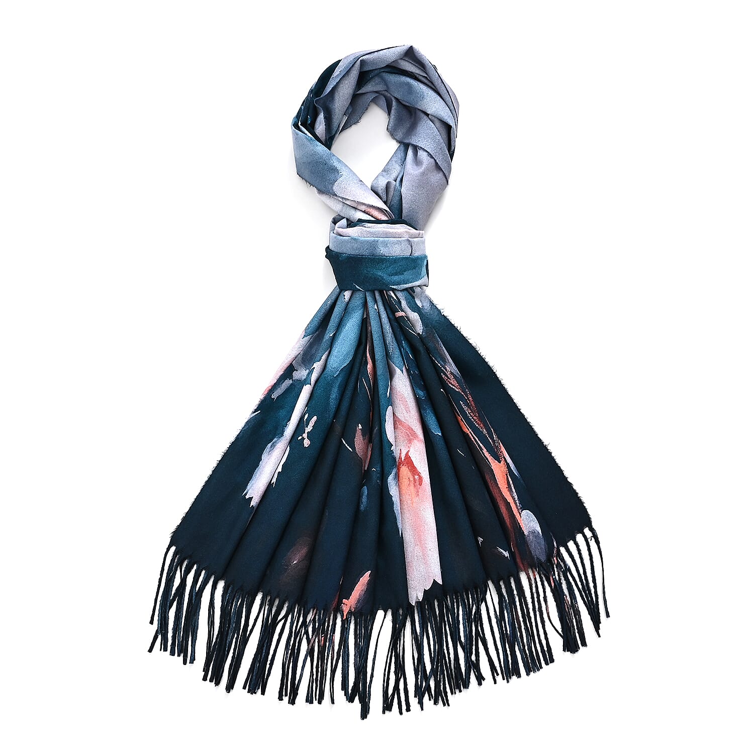La Marey Deep Blue Floral Printed Scarf