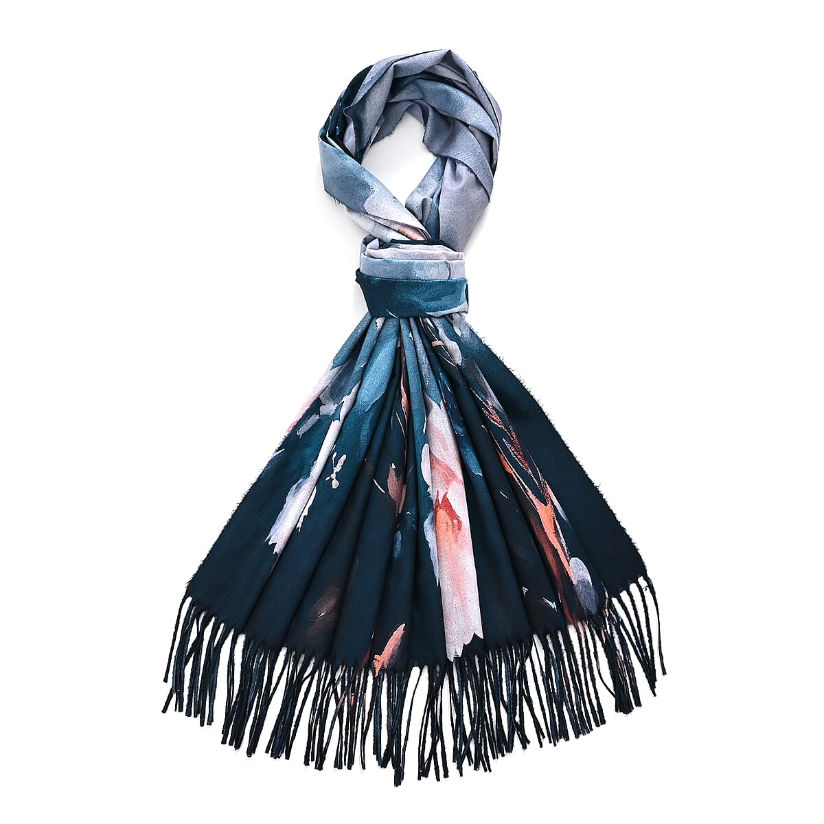 La Marey Deep Blue Floral Printed Scarf image number 2