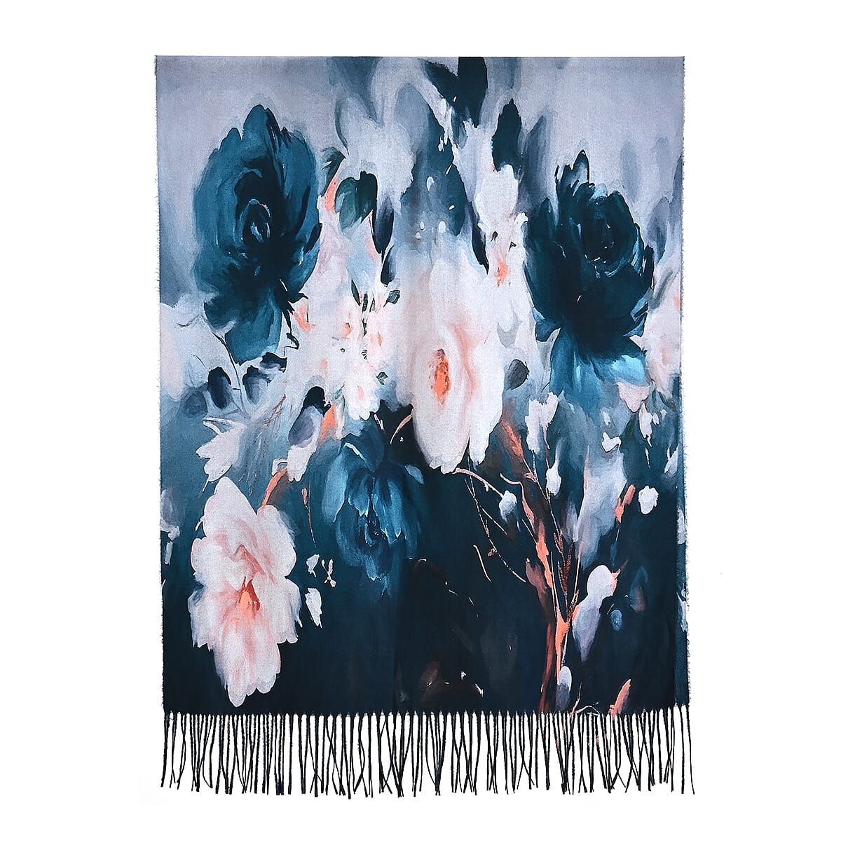 La Marey Deep Blue Floral Printed Scarf image number 3