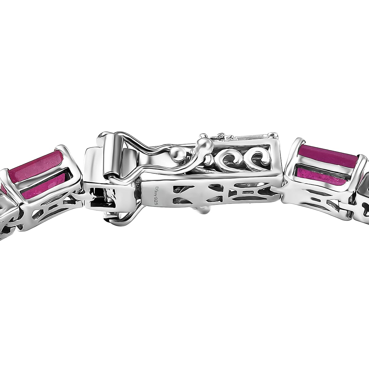 D'Joy Niassa Ruby (FF) and Moissanite 13.90 ctw Bracelet in Rhodium Over Sterling Silver (6.50 In) image number 3