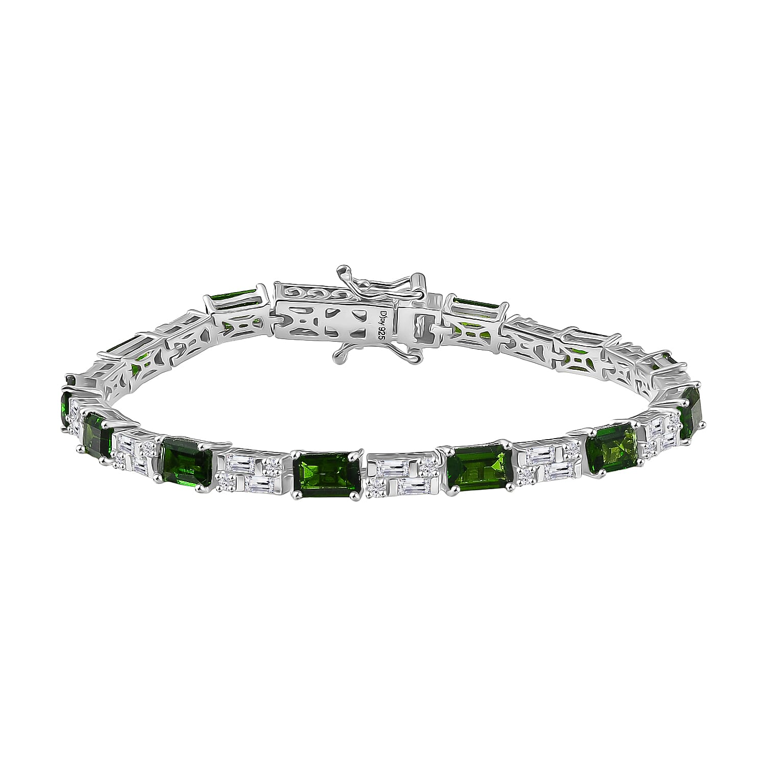 D'Joy Kashmir Kyanite, Moissanite Bracelet in Rhodium Over Sterling Silver (8.00 In) 11.80 ctw