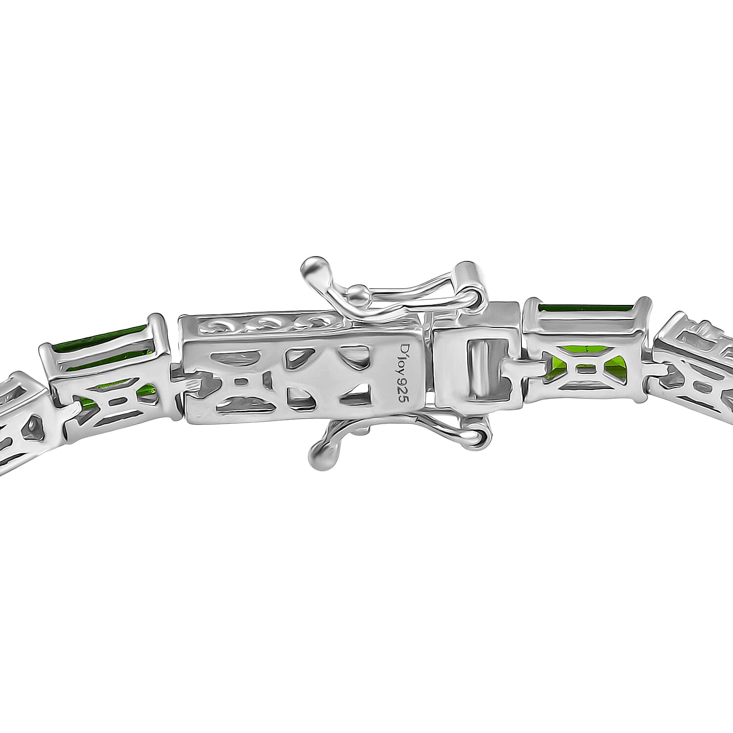 D'Joy Chrome Diopside and Moissanite 8.50 ctw Linear Luxe Bracelet in Rhodium Over Sterling Silver (6.50 In)
