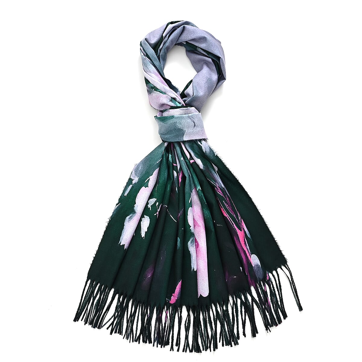 La Marey Dark Green Floral Printed Scarf image number 2