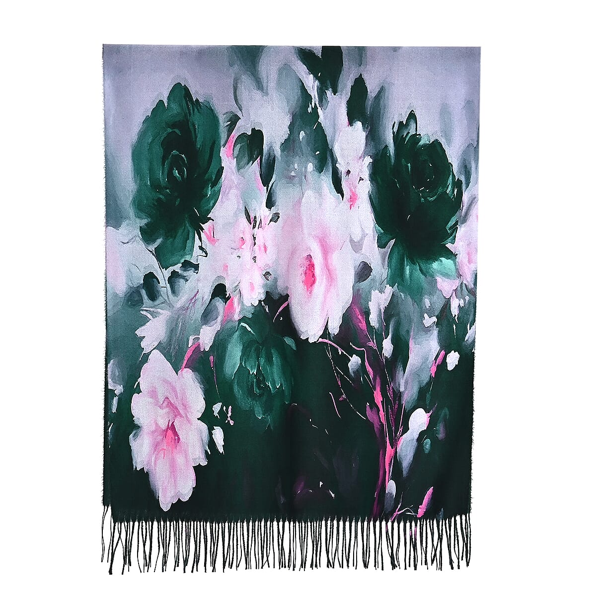 La Marey Dark Green Floral Printed Scarf image number 3
