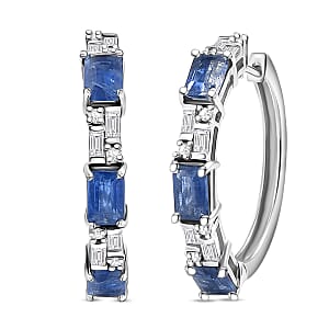 D'Joy Kashmir Kyanite, Moissanite Earrings in Rhodium Over Sterling Silver 4.80 ctw