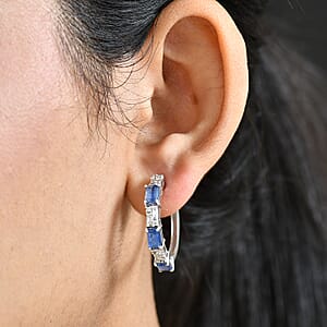 D'Joy Kashmir Kyanite, Moissanite Earrings in Rhodium Over Sterling Silver 4.80 ctw