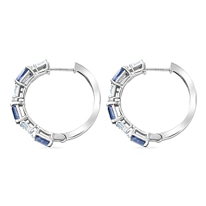 D'Joy Kashmir Kyanite, Moissanite Earrings in Rhodium Over Sterling Silver 4.80 ctw