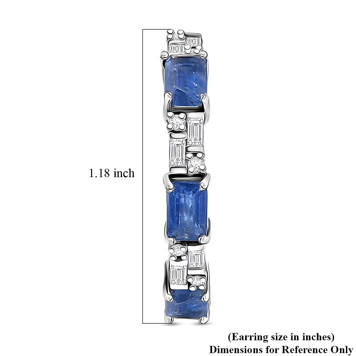 D'Joy Kashmir Kyanite, Moissanite Earrings in Rhodium Over Sterling Silver 4.80 ctw image number 4