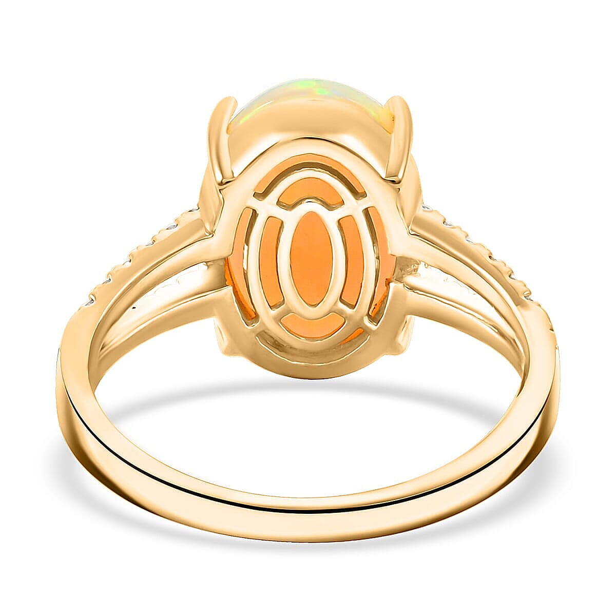 Luxoro 14K Yellow Gold  AAA   Ethiopian Opal ,  White Diamond  I2 Ring ,  Gold Wt. 4.02 g 4.80 ctw image number 4