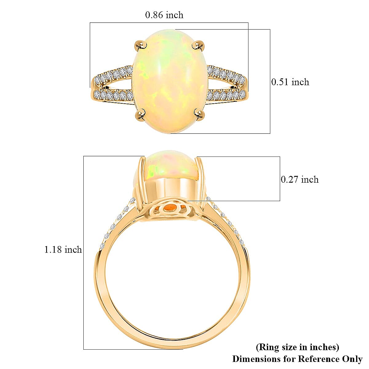 Luxoro 14K Yellow Gold  AAA   Ethiopian Opal ,  White Diamond  I2 Ring ,  Gold Wt. 4.02 g 4.80 ctw image number 5