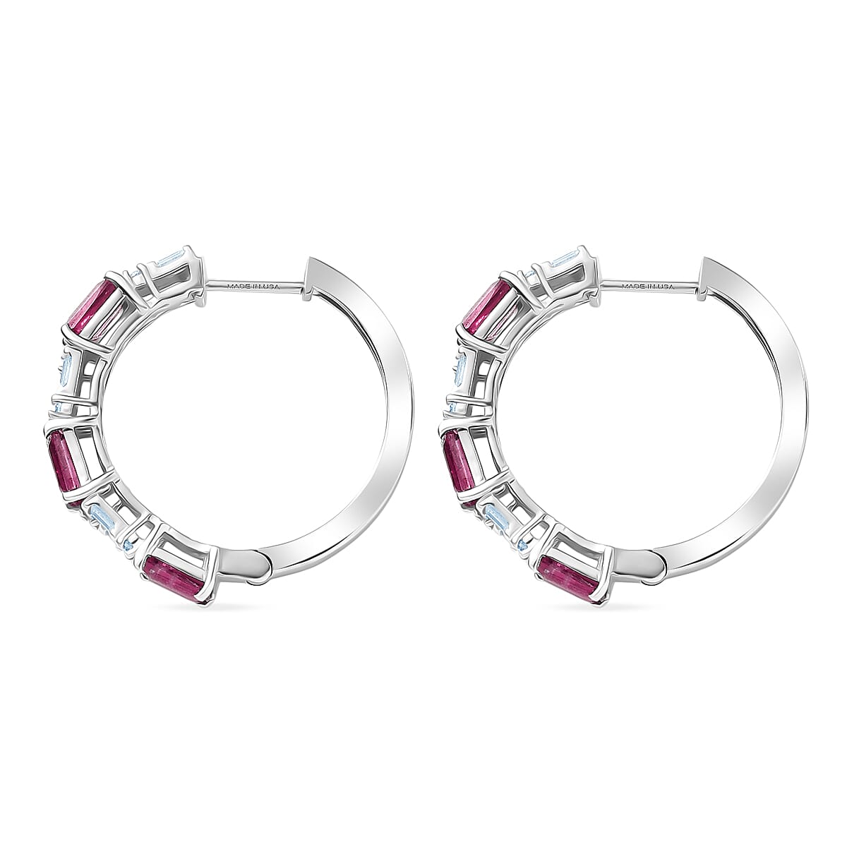 D'Joy Niassa Ruby and Moissanite 6.35 ctw Linear Luxe Earrings in Rhodium Over Sterling Silver image number 3