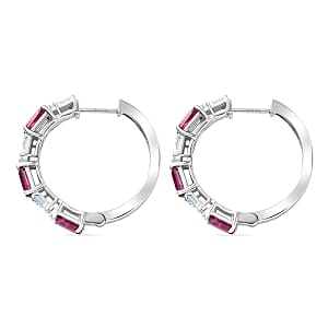 D'Joy Niassa Ruby and Moissanite 6.35 ctw Linear Luxe Earrings in Rhodium Over Sterling Silver