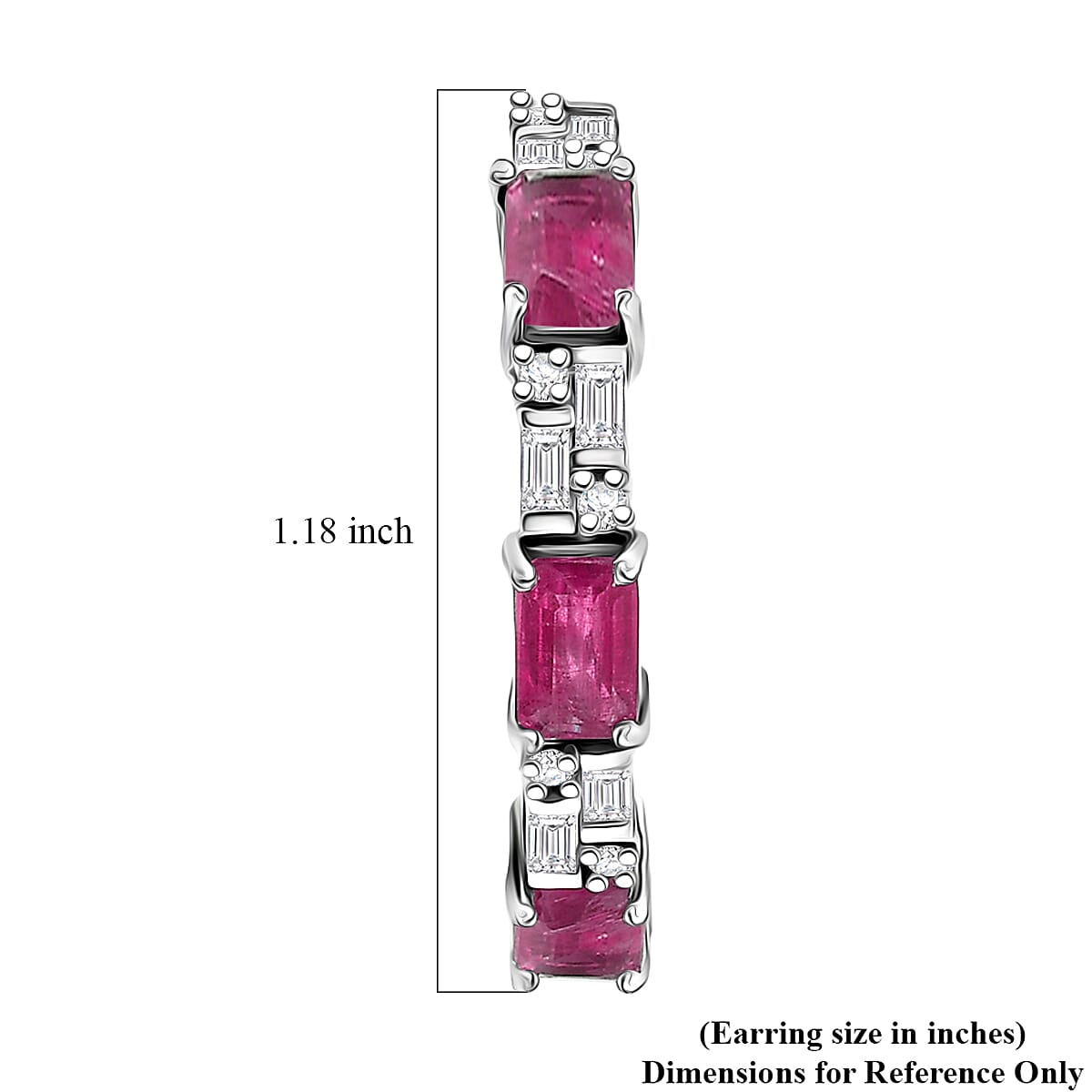 D'Joy Niassa Ruby and Moissanite 6.35 ctw Linear Luxe Earrings in Rhodium Over Sterling Silver image number 4