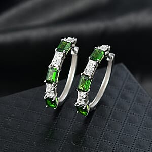 D'Joy Chrome Diopside and Moissanite 4.00 ctw Linear Luxe Earrings in Rhodium Over Sterling Silver
