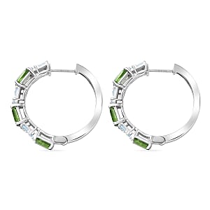 D'Joy Chrome Diopside and Moissanite 4.00 ctw Linear Luxe Earrings in Rhodium Over Sterling Silver
