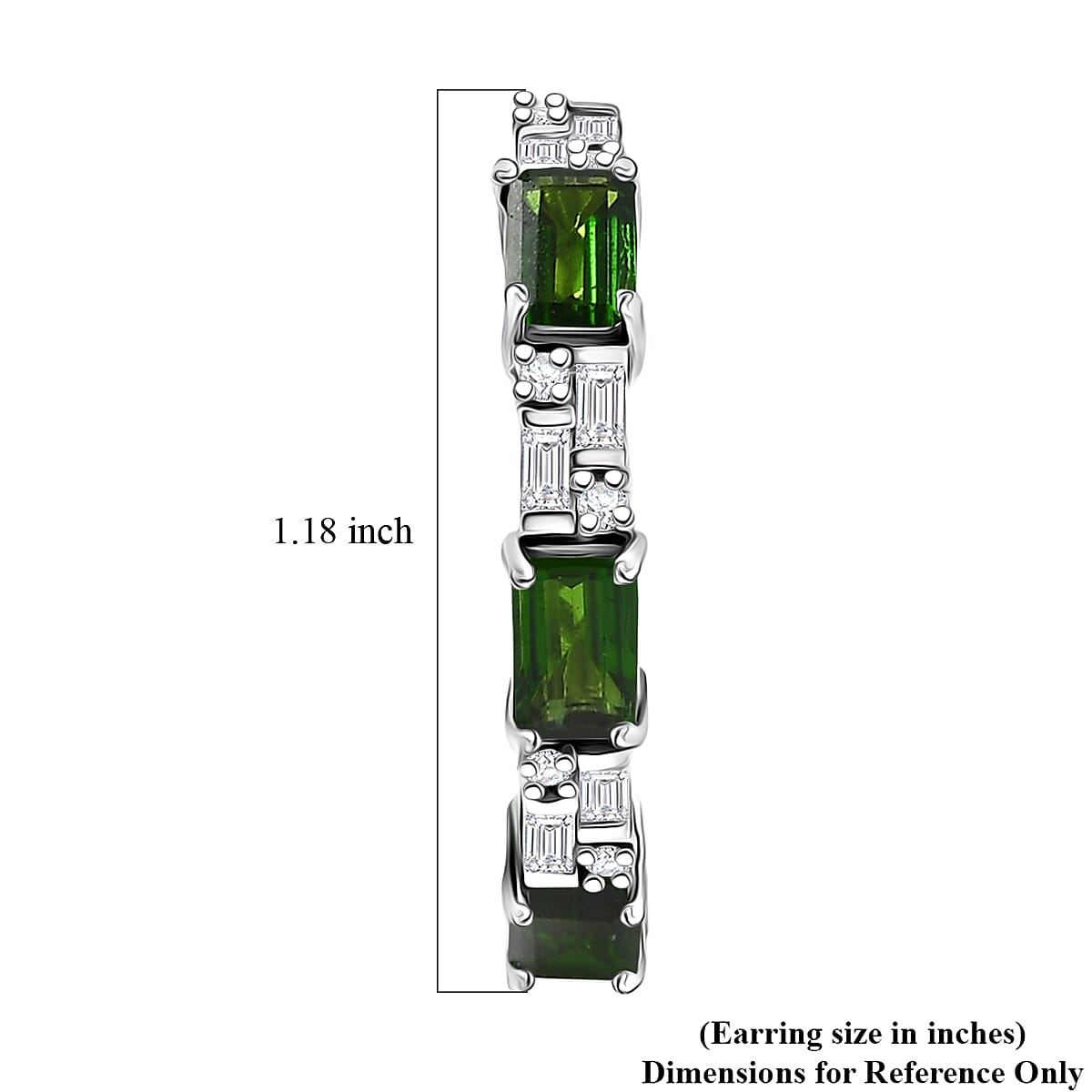 D'Joy Chrome Diopside and Moissanite 4.00 ctw Linear Luxe Earrings in Rhodium Over Sterling Silver image number 4