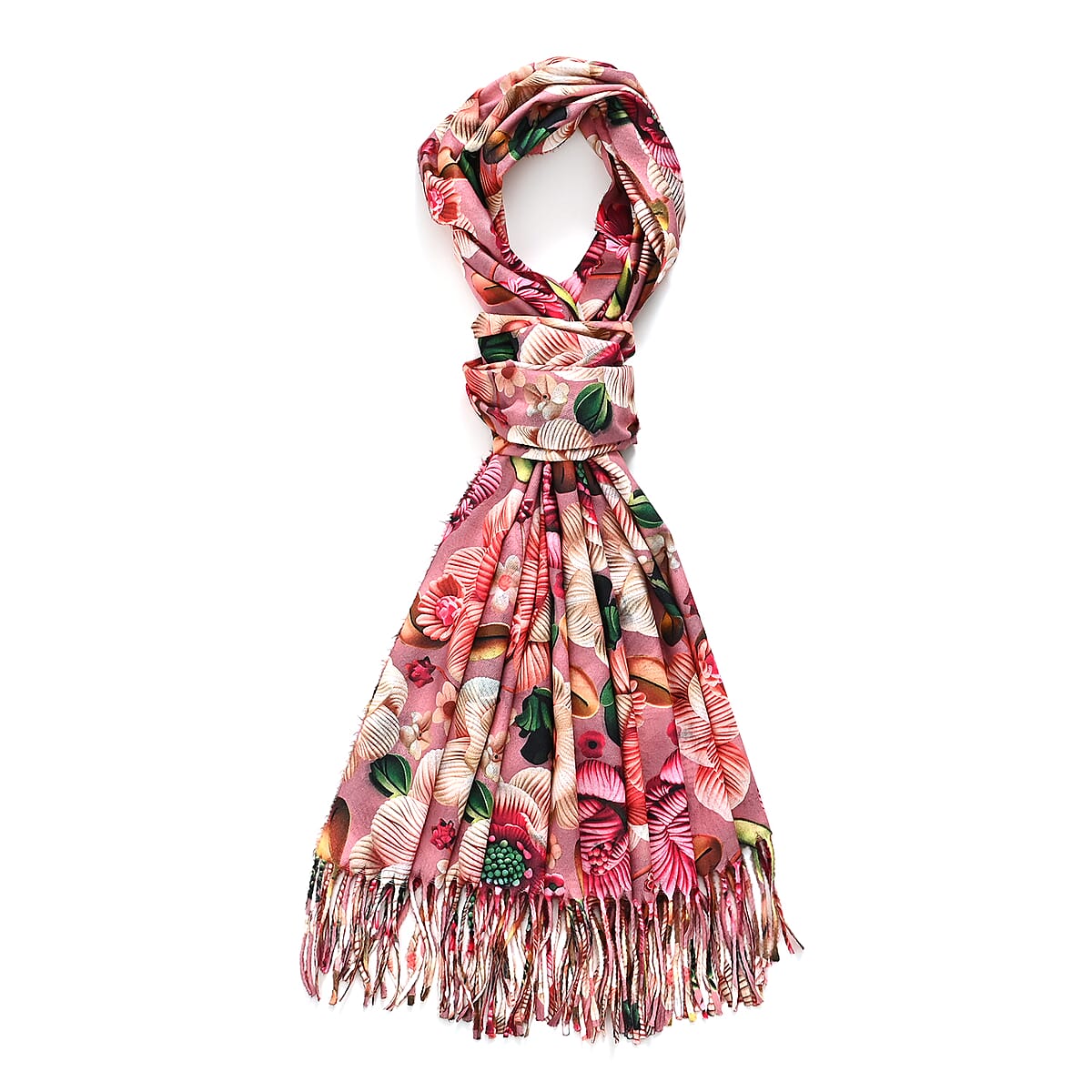 La Marey Pink Floral Printed Scarf image number 2