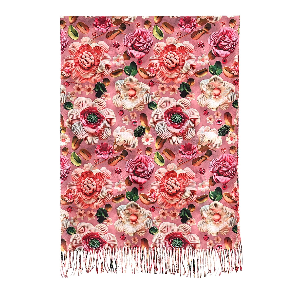 La Marey Pink Floral Printed Scarf image number 3