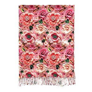 La Marey Pink Floral Printed Scarf