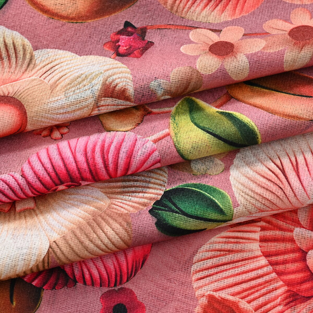 La Marey Pink Floral Printed Scarf image number 5