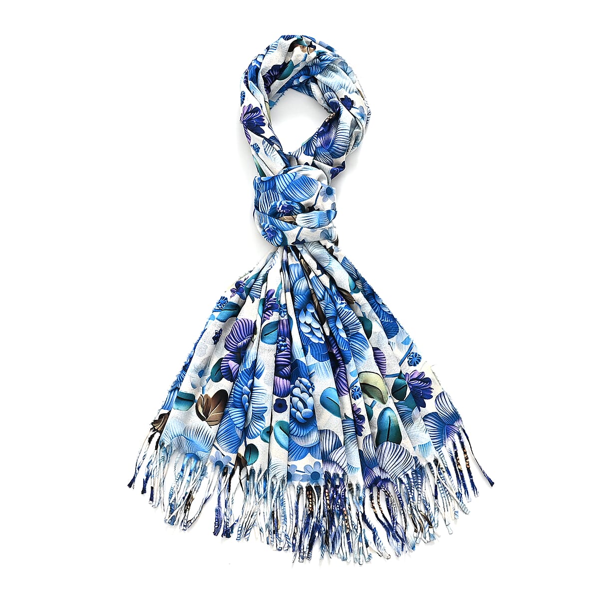 La Marey Blue Floral Printed Scarf image number 2