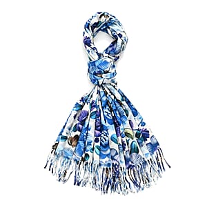 La Marey Blue Floral Printed Scarf