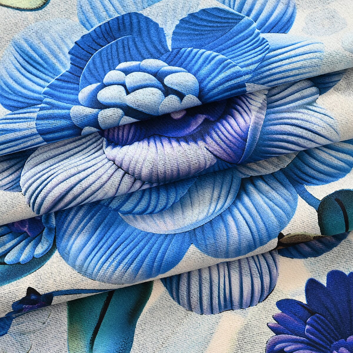 La Marey Blue Floral Printed Scarf image number 5