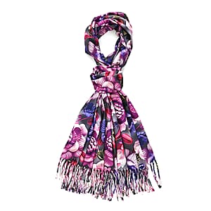 La Marey Magenta Floral Printed Scarf