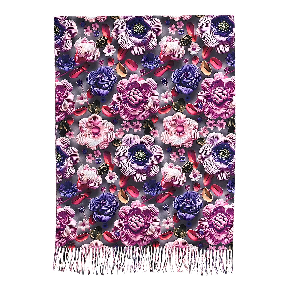 La Marey Magenta Floral Printed Scarf image number 3