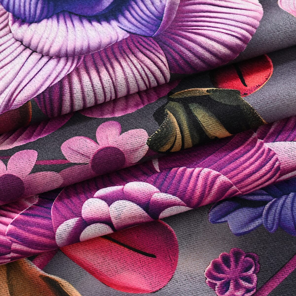 La Marey Magenta Floral Printed Scarf image number 5