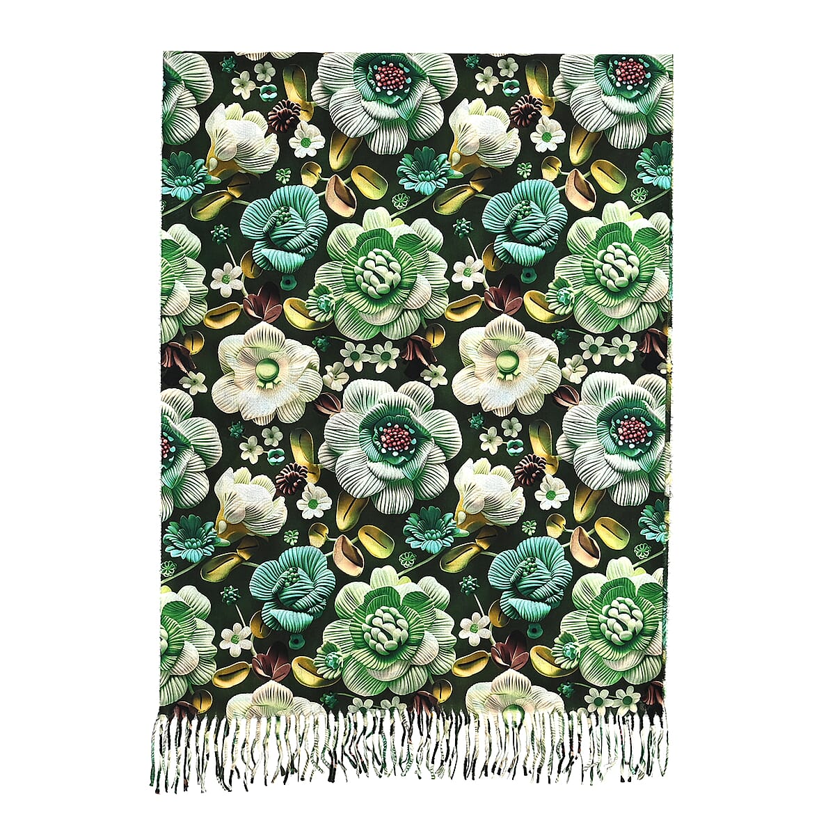 La Marey Green Floral Printed Scarf image number 3