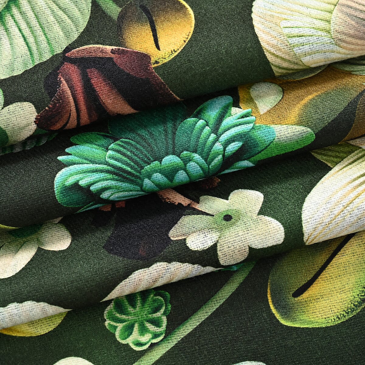 La Marey Green Floral Printed Scarf image number 5