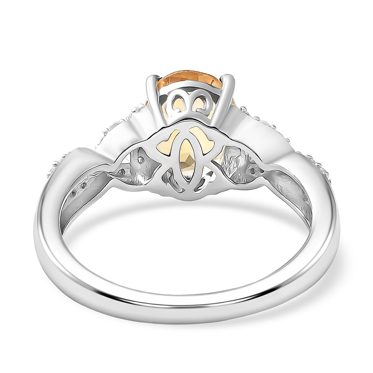 D'Joy Brazilian Citrine and White Zircon 2.10 ctw Ring in Rhodium Over Sterling Silver (Size 10.0) image number 4