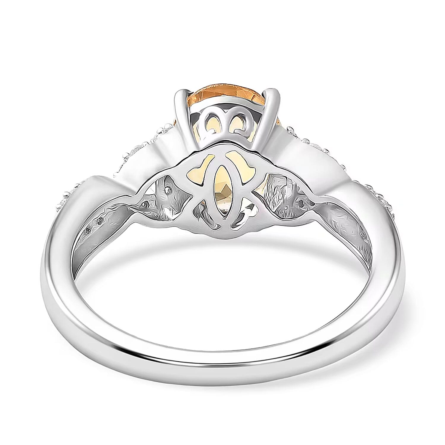 D'Joy Brazilian Citrine and White Zircon 2.10 ctw Ring in Rhodium Over Sterling Silver (Size 10.0)