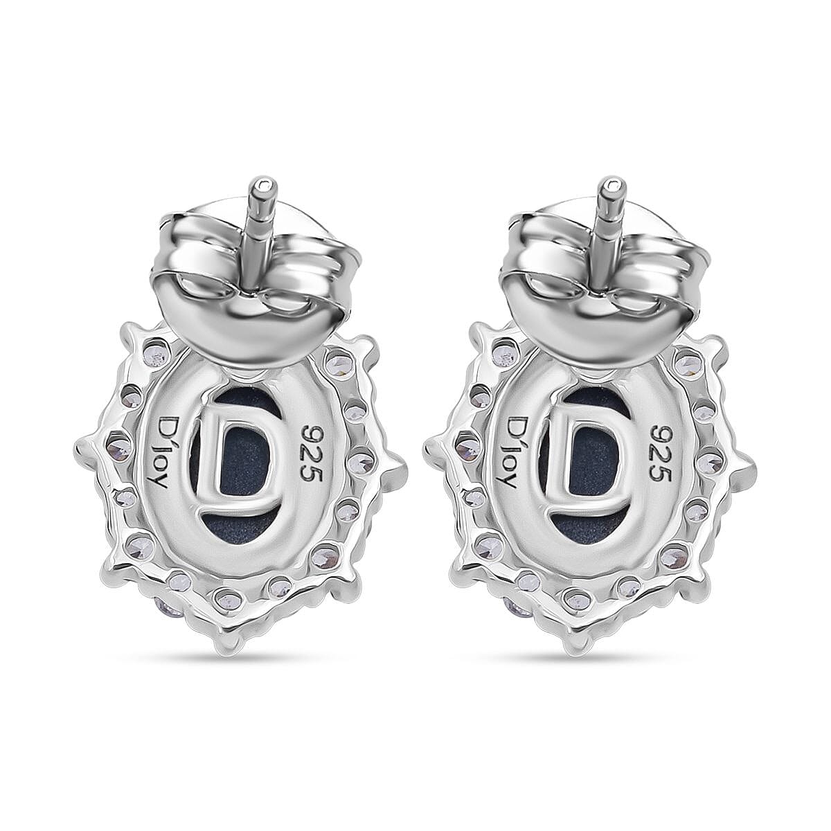 Doorbuster D'Joy Blue Star Sapphire (DF) and White Zircon 2.30 ctw Stud Earrings in Rhodium Over Sterling Silver image number 4