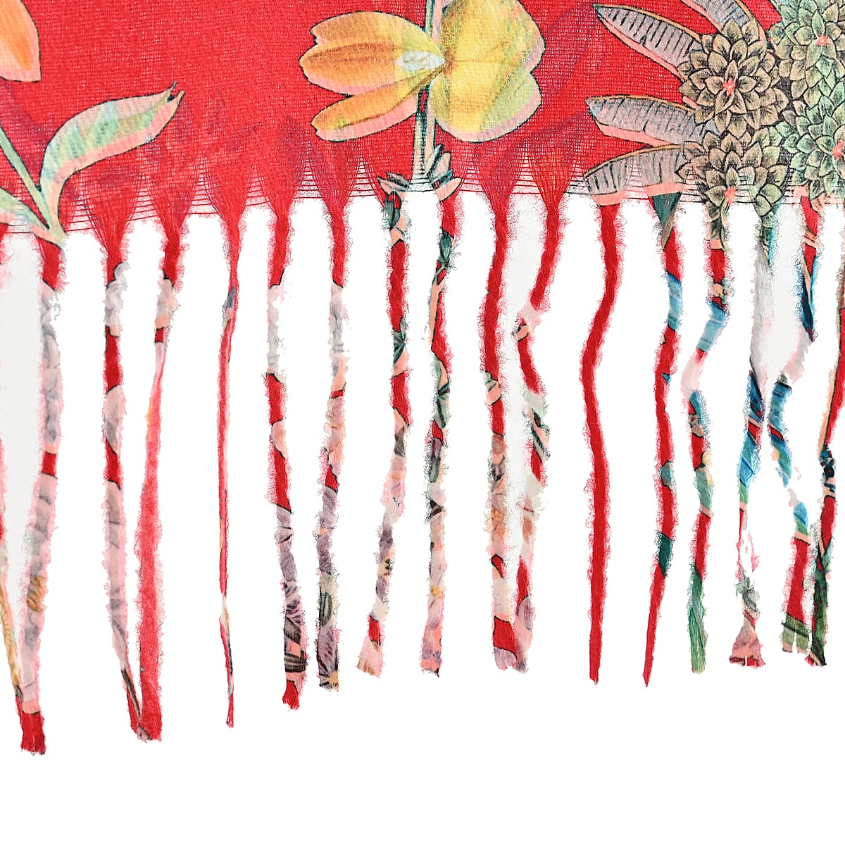 La Marey Red Floral Printed Scarf image number 3