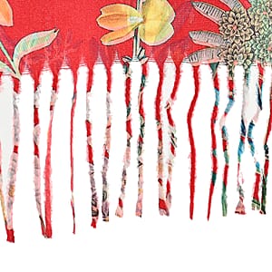 La Marey Red Floral Printed Scarf