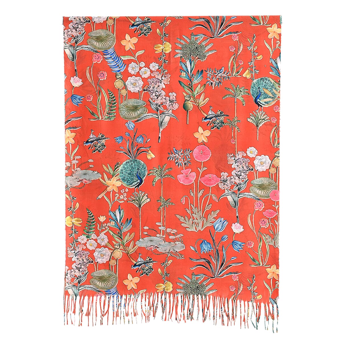 La Marey Orange Floral Printed Scarf image number 3