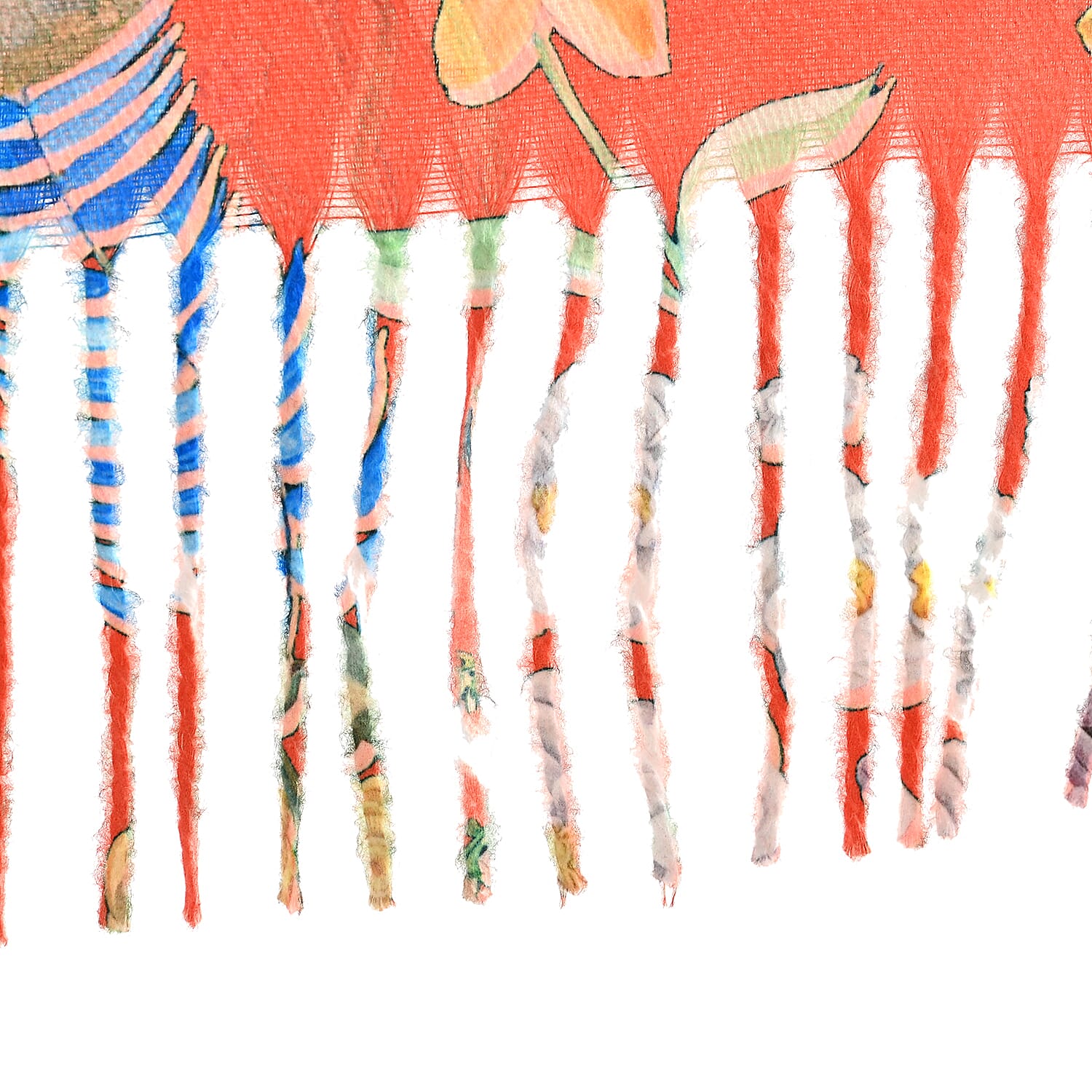 La Marey Orange Floral Printed Scarf