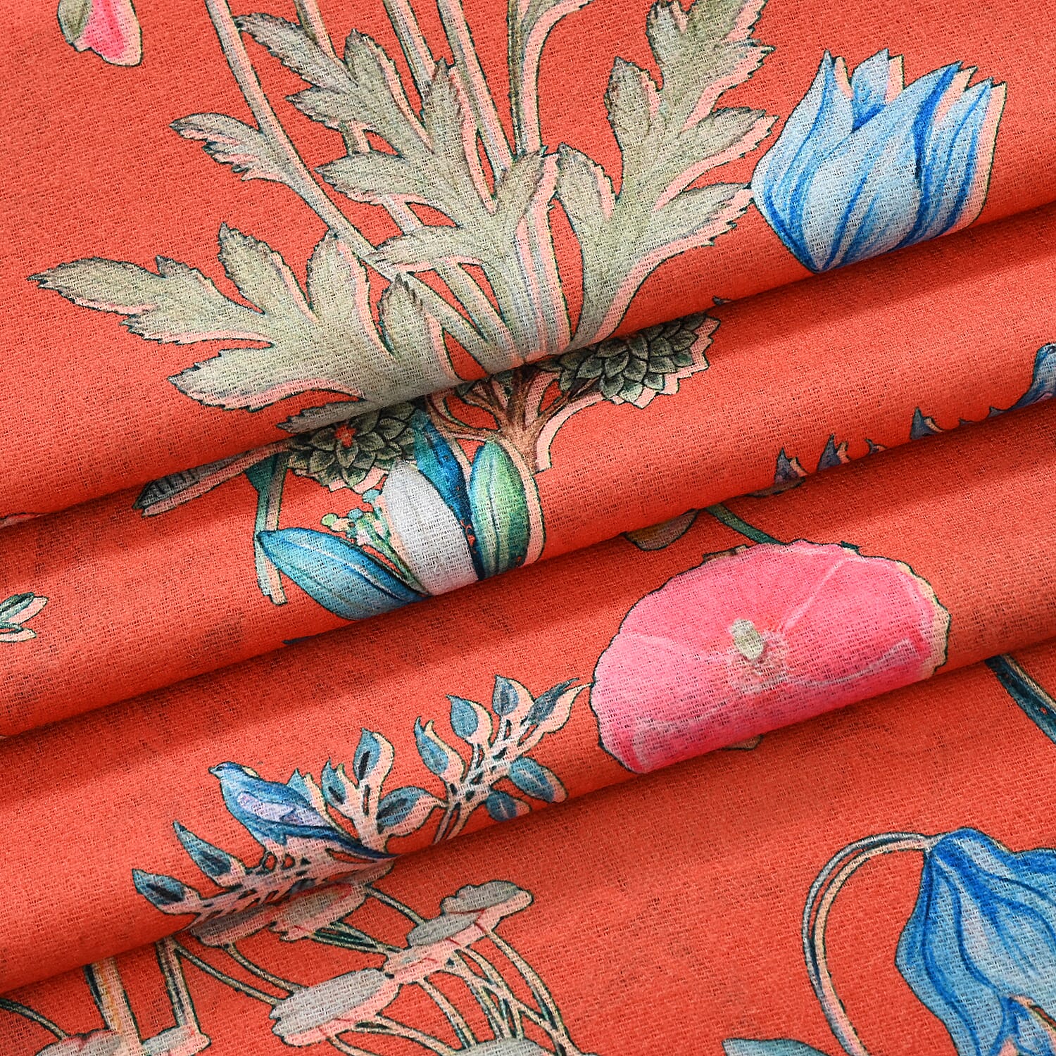 La Marey Orange Floral Printed Scarf