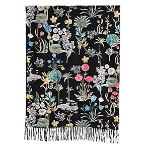 La Marey Black Floral Printed Scarf