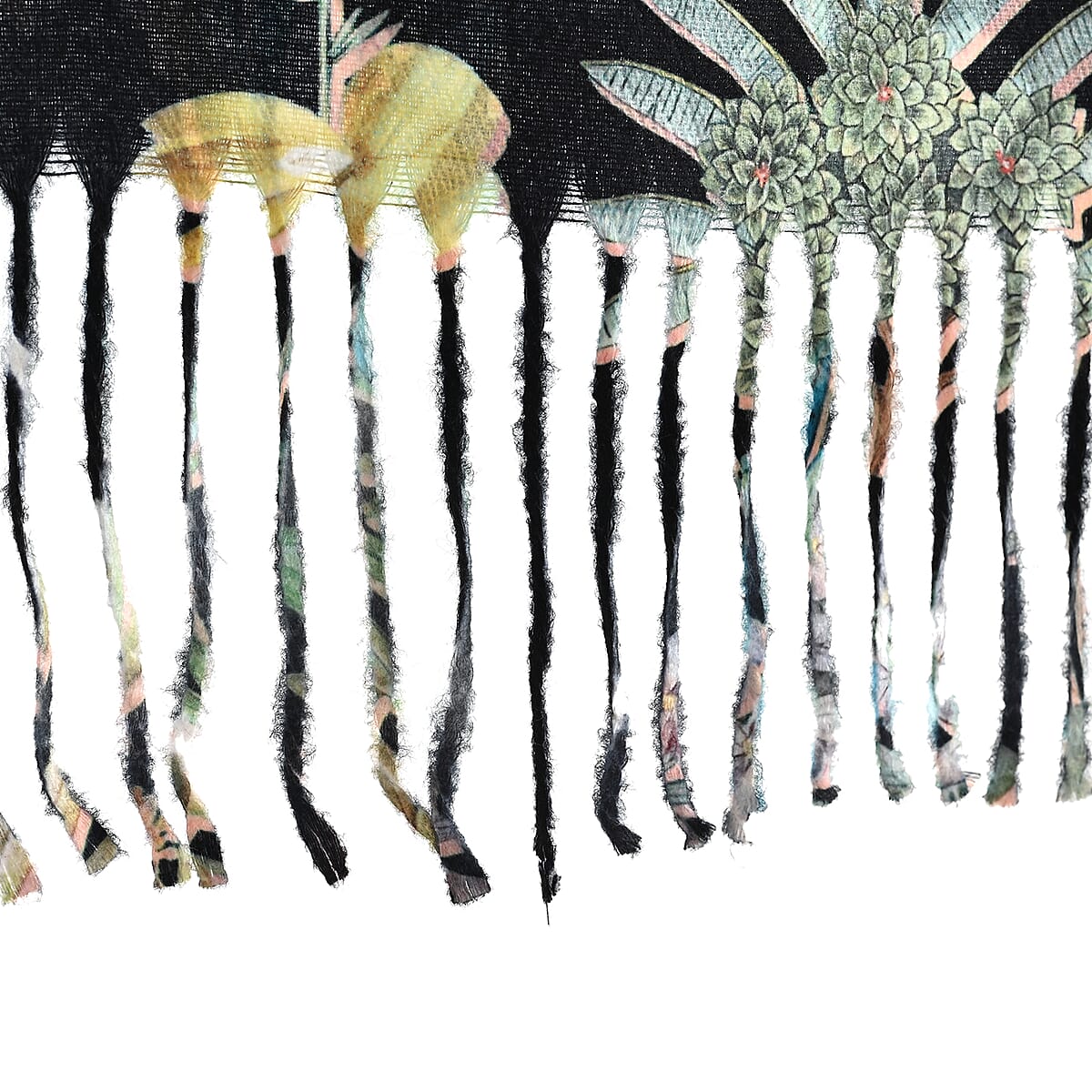 La Marey Black Floral Printed Scarf image number 4