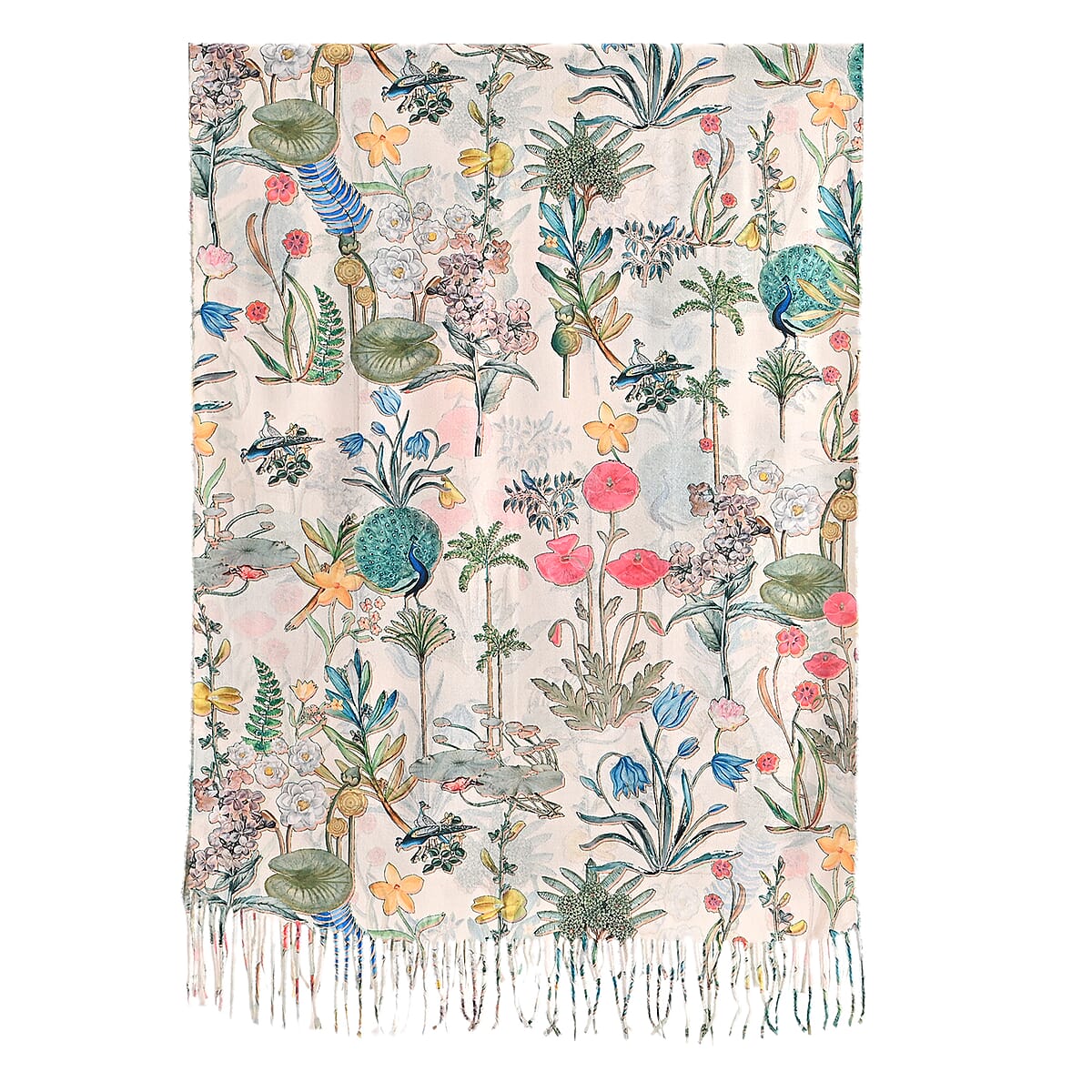 La Marey Beige Floral Printed Scarf image number 3