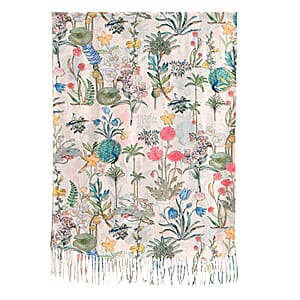 La Marey Beige Floral Printed Scarf