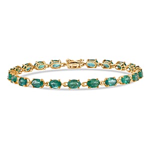 Doorbuster Luxoro AAA Kafubu River Emerald 9.00 ctw Tennis Bracelet in 10K Yellow Gold (7.25 In)